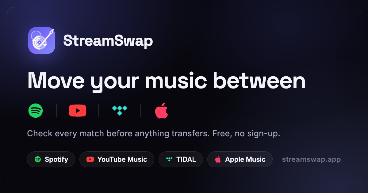 StreamSwap: move your music between Spotify, YouTube Music, TIDAL and Apple Music